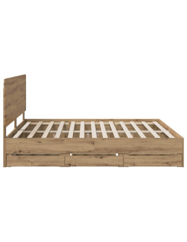 Bed Frame with Storage and Headboard Artisan Oak 180 x 200 cm