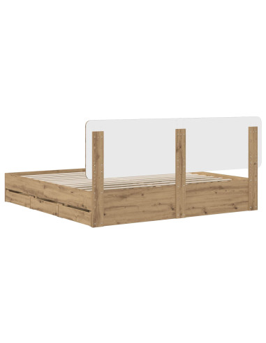 Bed Frame with Storage and Headboard Artisan Oak 180 x 200 cm