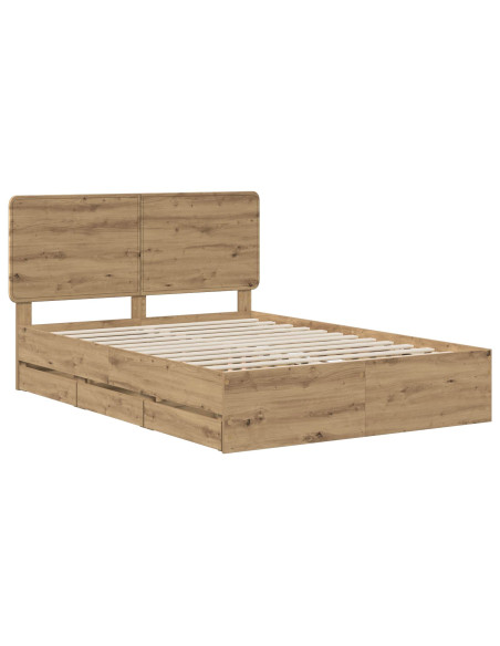 Bed Frame with Storage and Headboard Artisan Oak 120 x 200 cm