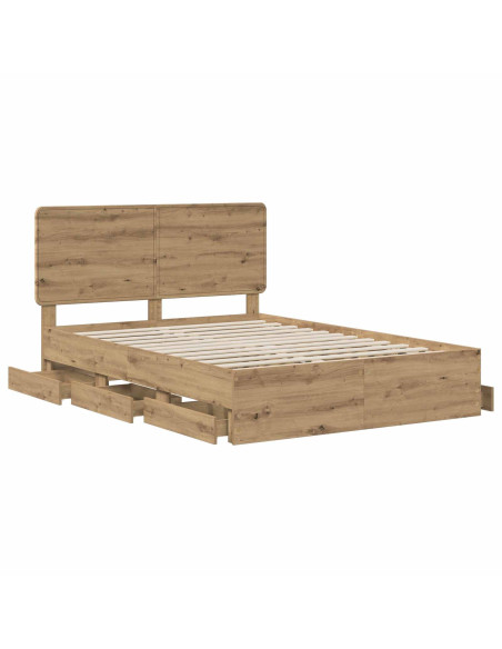 Bed Frame with Storage and Headboard Artisan Oak 120 x 200 cm