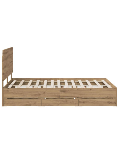 Bed Frame with Storage and Headboard Artisan Oak 120 x 200 cm