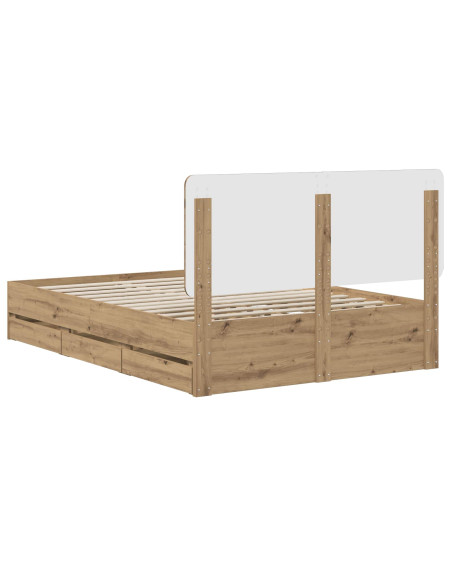 Bed Frame with Storage and Headboard Artisan Oak 120 x 200 cm