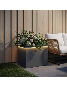Fioriera da giardino con LED Antracite 40 x 60 x 40 cm Acciaio