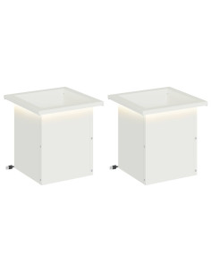 Fioriera da giardino con LED 2 pz Bianco 30 x 30 x 30 cm