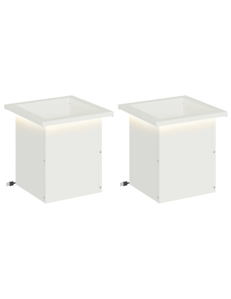 Fioriera da giardino con LED 2 pz Bianco 30 x 30 x 30 cm