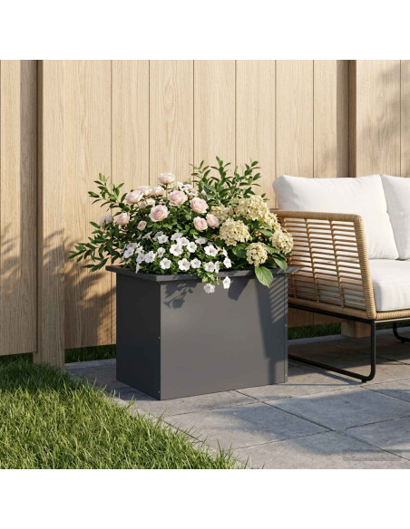 Fioriera da giardino con LED Antracite 40 x 60 x 40 cm Acciaio