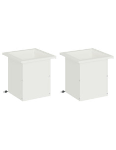Fioriera da giardino con LED 2 pz Bianco 30 x 30 x 30 cm 2