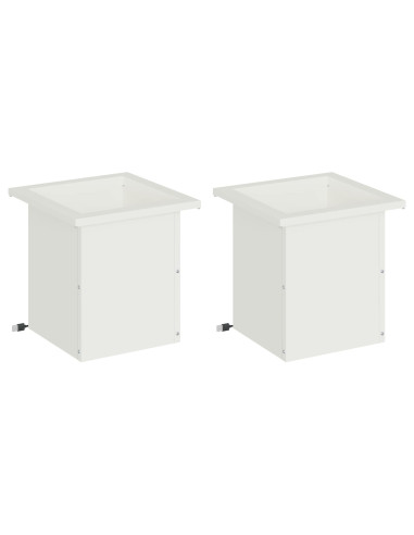 Fioriera da giardino con LED 2 pz Bianco 30 x 30 x 30 cm