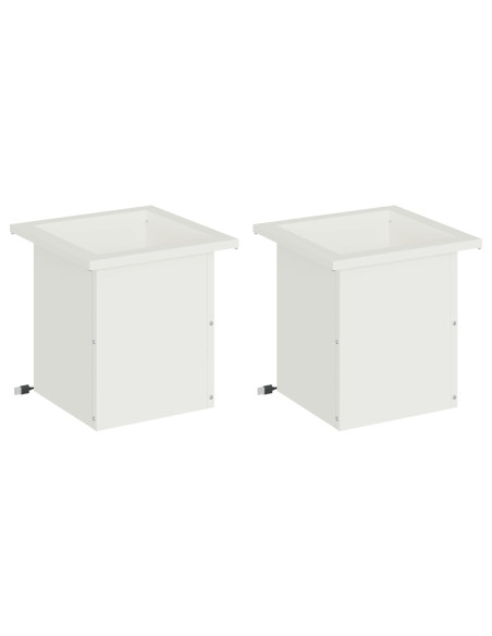 Fioriera da giardino con LED 2 pz Bianco 30 x 30 x 30 cm