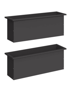 Fioriera da giardino con LED 2 pz Nero 30 x 100 x 30 cm Acciaio 2