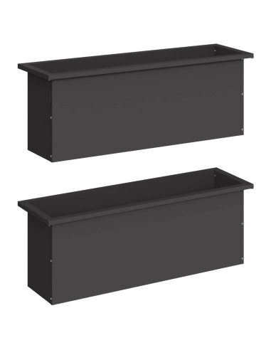 Fioriera da giardino con LED 2 pz Nero 30 x 100 x 30 cm Acciaio