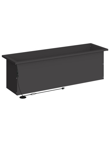 Fioriera da giardino con LED 2 pz Nero 30 x 100 x 30 cm Acciaio