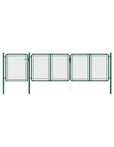 Cancello da Giardino in Acciaio 400x75 cm Verde