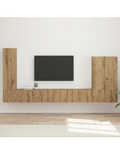 Set di Mobiletto da TV a Parete 6 pz Rovere artigianale