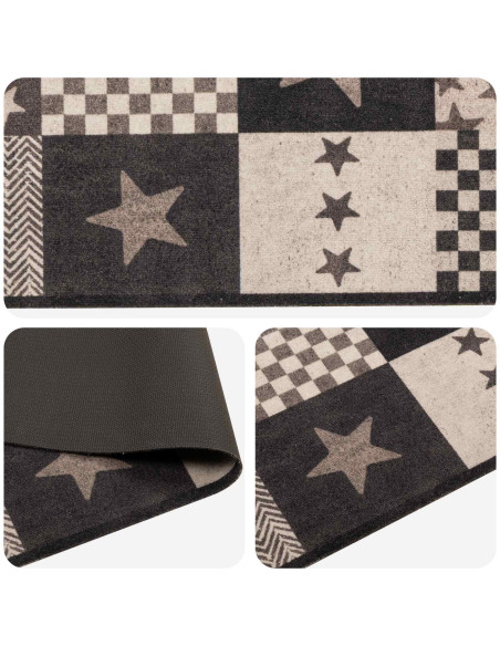 Tappeto da Cucina stelle grigie 180 x 60 cm 100% Poliammide