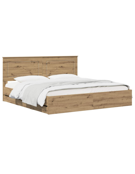 Bed Frame with Storage and Headboard Artisan Oak 180 x 200 cm