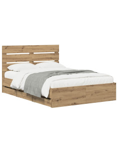 Bed Frame with Storage and Headboard Artisan Oak 160 x 200 cm