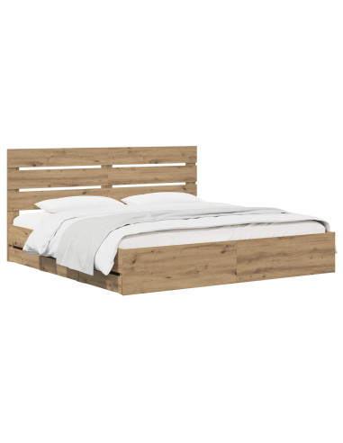 Bed Frame with Storage and Headboard Artisan Oak 180 x 200 cm