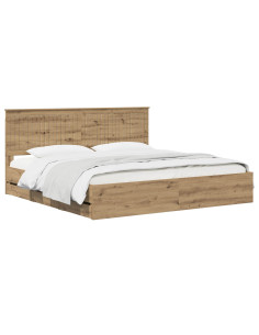 Bed Frame with Storage and Headboard Artisan Oak 180 x 200 cm