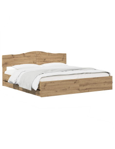 Bed Frame with Storage and Headboard Artisan Oak 180 x 200 cm