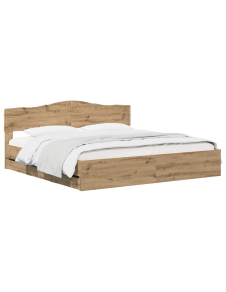 Bed Frame with Storage and Headboard Artisan Oak 180 x 200 cm