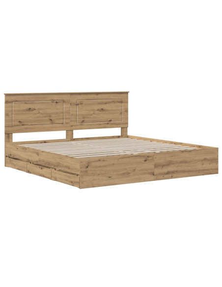 Bed Frame with Storage and Headboard Artisan Oak 180 x 200 cm