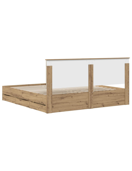 Bed Frame with Storage and Headboard Artisan Oak 180 x 200 cm