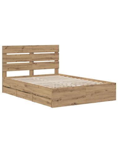 Bed Frame with Storage and Headboard Artisan Oak 160 x 200 cm