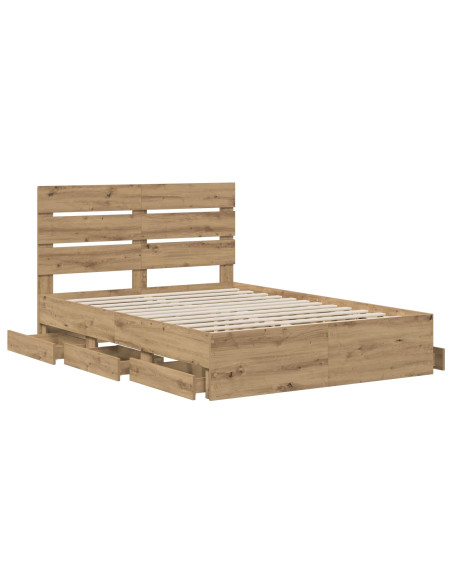 Bed Frame with Storage and Headboard Artisan Oak 160 x 200 cm