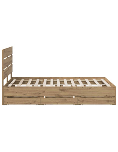 Bed Frame with Storage and Headboard Artisan Oak 160 x 200 cm