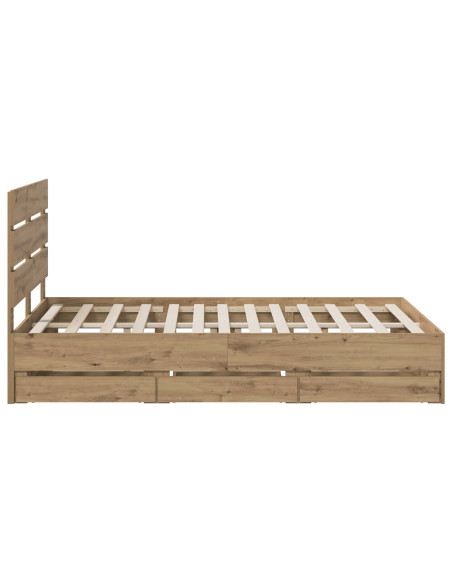 Bed Frame with Storage and Headboard Artisan Oak 160 x 200 cm