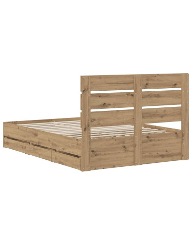 Bed Frame with Storage and Headboard Artisan Oak 160 x 200 cm