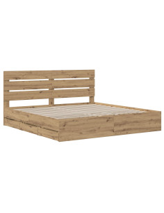 Bed Frame with Storage and Headboard Artisan Oak 180 x 200 cm 2