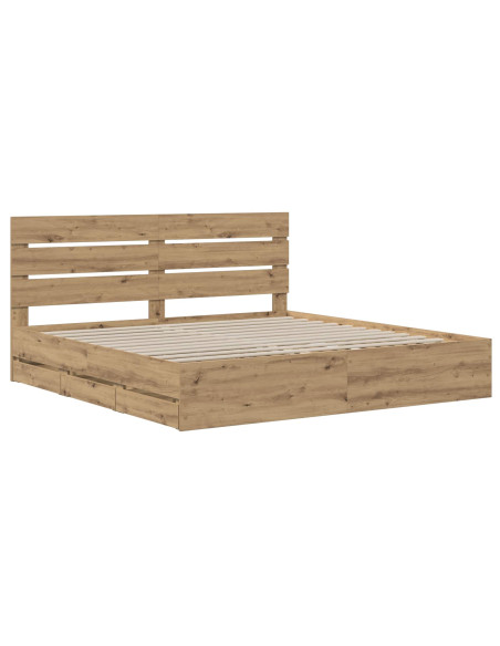 Bed Frame with Storage and Headboard Artisan Oak 180 x 200 cm