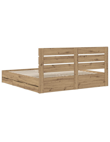 Bed Frame with Storage and Headboard Artisan Oak 180 x 200 cm