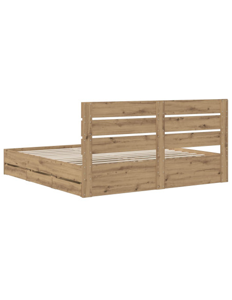 Bed Frame with Storage and Headboard Artisan Oak 180 x 200 cm