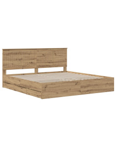 Bed Frame with Storage and Headboard Artisan Oak 180 x 200 cm 2