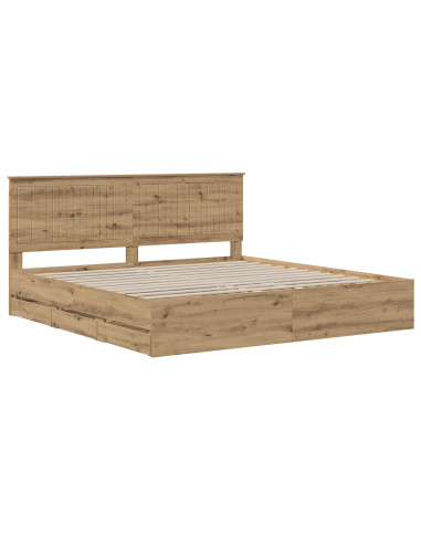 Bed Frame with Storage and Headboard Artisan Oak 180 x 200 cm