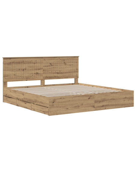 Bed Frame with Storage and Headboard Artisan Oak 180 x 200 cm