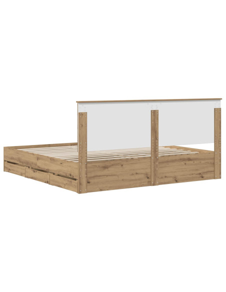 Bed Frame with Storage and Headboard Artisan Oak 180 x 200 cm