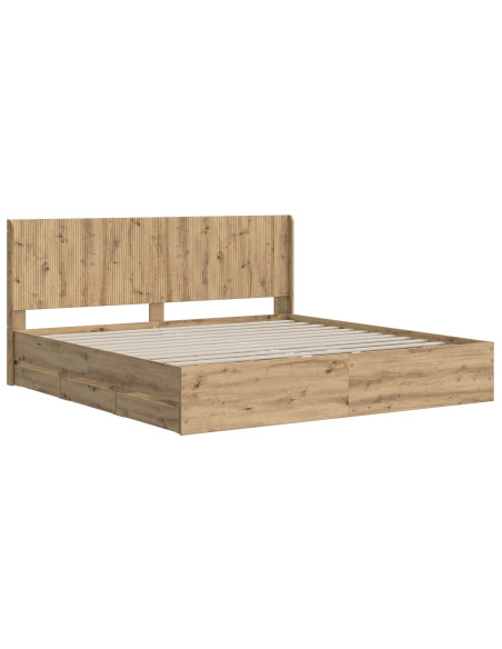Struttura del letto con stoccaggio e testata Artisan Oak