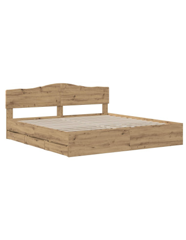 Bed Frame with Storage and Headboard Artisan Oak 180 x 200 cm