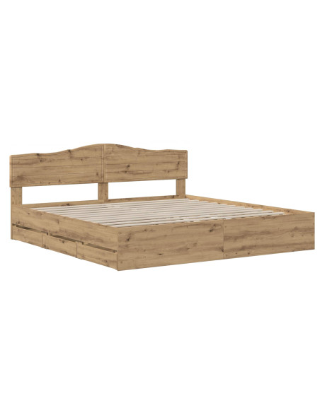 Bed Frame with Storage and Headboard Artisan Oak 180 x 200 cm