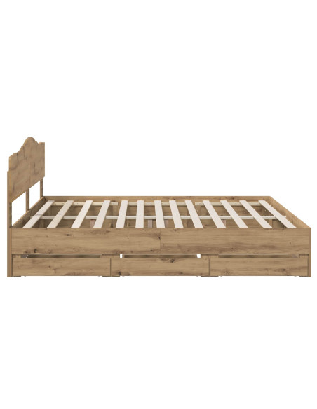 Bed Frame with Storage and Headboard Artisan Oak 180 x 200 cm
