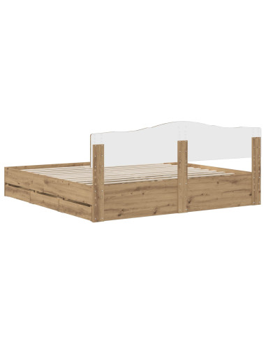 Bed Frame with Storage and Headboard Artisan Oak 180 x 200 cm