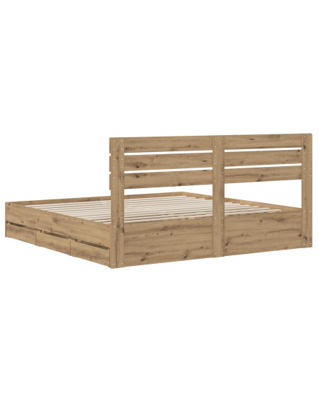 Bed Frame with Storage and Headboard Artisan Oak 180 x 200 cm