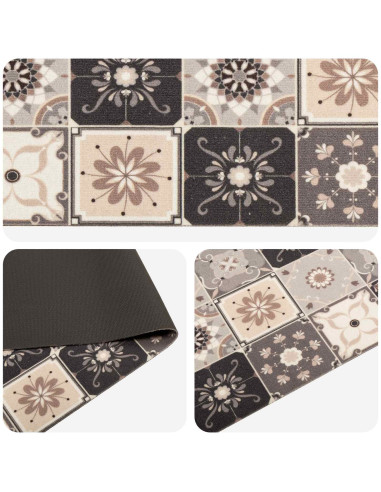 Tappeto da Cucina Mosaico grigio e beige 300 x 60 cm