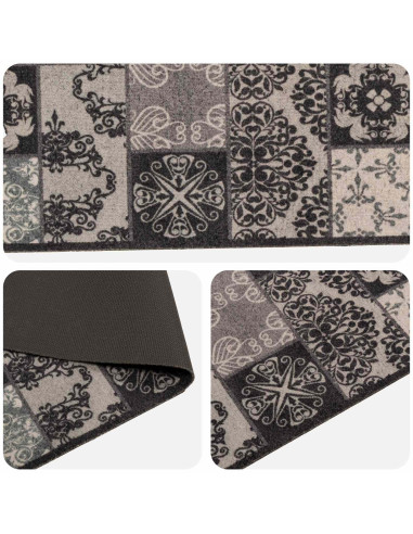 Tappeto da Cucina mosaico nero 150 x 45 cm 100% Poliammide