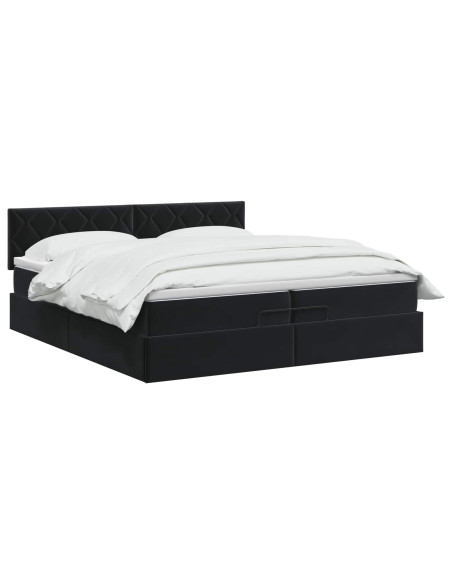 Letto ottomano con materasso Nero 200 x 200 cm Velluto
