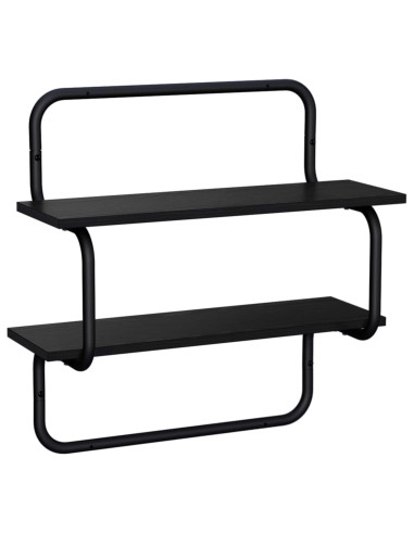 Mensola a muro a 2 livelli Rovere Nero 40 x 24,5 x 61 cm